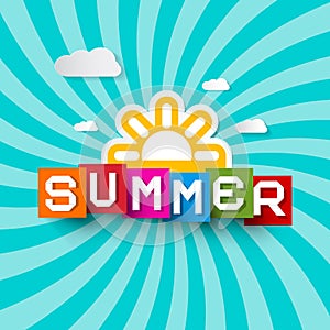 Summer Retro Vector Design with Sun