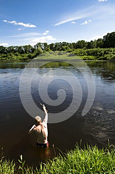 Summer River Fishing with spinning