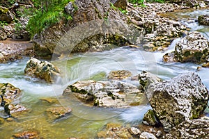 Summer river flowing in the mountains