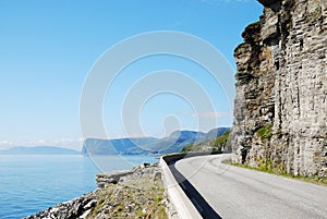 Summer road along the coast of Mageroya.