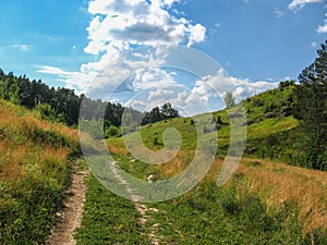 The Summer rural landscape amidst beautiful clouds