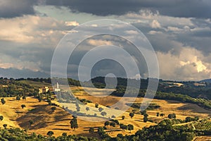 Summer rural landscape over Val d`Agri, Basilicata