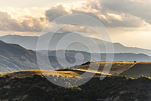 Summer rural landscape over Val d`Agri, Basilicata