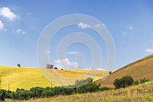 Summer rural landscape over Val d`Agri, Basilicata