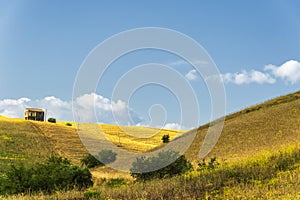 Summer rural landscape over Val d`Agri, Basilicata