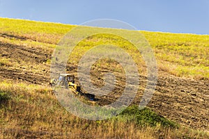 Summer rural landscape over Val d`Agri, Basilicata