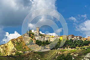 Summer rural landscape over Val d`Agri, Basilicata