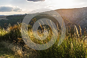 Summer rural landscape over Val d`Agri, Basilicata