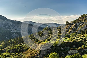 Summer rural landscape over Val d`Agri, Basilicata