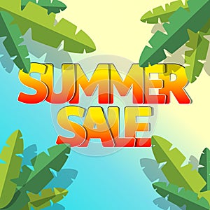Summer sale background with palm