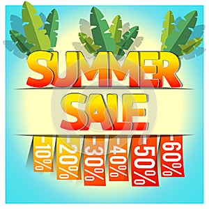 Summer sale background with palm