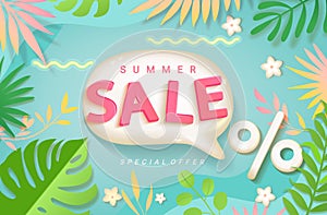 Summer Sale banner with 3d promo bubble.