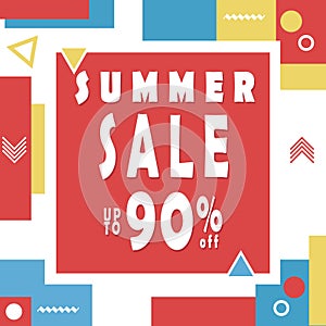 Summer sale banner for booklet, flyer, poster, advertising logo, leaflet for the store template design. The modern image for socia