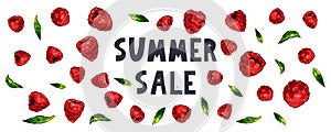 summer sale banner with fruits raspberry berries letter vector