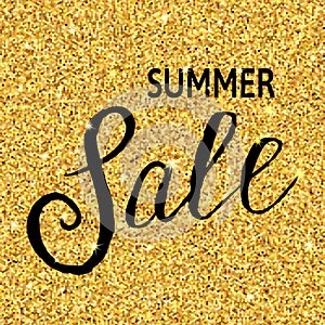 Summer Sale banner on gold background.