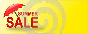 Summer Sale banner with red beach umbrella