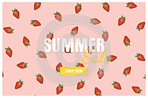 Summer sale banner. Special offer poster discount on the pink background