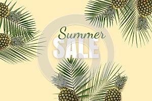 Summer sale banner. Special offer poster discount on the yellow background