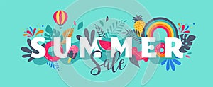 Summer sale banner template. Vector background