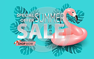 Summer sale banner template. Vector illustration