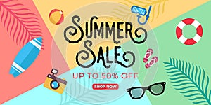 Summer Sale Banner Vector Design Illustration. Abstract Summer Sale background design template for banner, flyer, invitation,