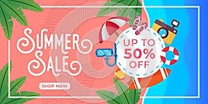 Summer Sale Banner Vector Design Illustration. Abstract Summer Sale background design template for banner, flyer, invitation,