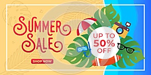 Summer Sale Banner Vector Design Illustration. Abstract Summer Sale background design template for banner, flyer, invitation,