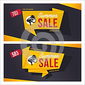 Summer sale banners set. Vector illustration.