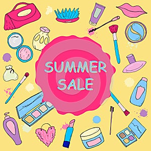 Summer sale of beauty, makeup, cosmetic products