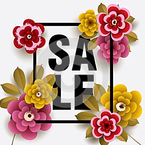 Summer Sale card with different floral elements.