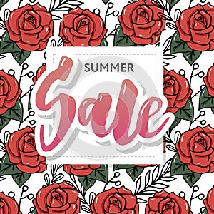 Summer Sale card template. Hand drawn lettering. Calligraphic element for your design. Sales, Holiday banner poster