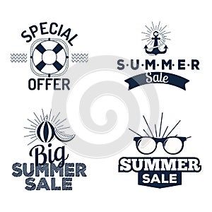 Summer sale clearance vector badges some shopping hand drawn advertising labels