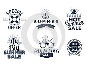 Summer sale clearance vector badges some shopping