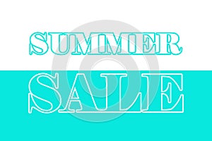 Summer sale. Colorful typography banner with word. Text caption, art lettering, creative colorful font. Rubric concept. Minimal