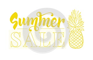 Summer sale design template with pineapple. Tropical banner