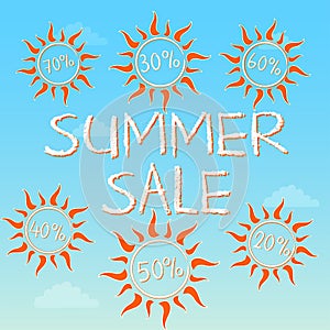 Summer sale with different percentages in suns