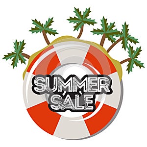 Summer sale, discount hand drawn cartoon banner.