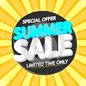 Summer Sale, discount poster design template, season offer, promotion banner, vector illustration