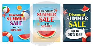 Summer sale emails and banners mobile templates. Vector illustrations for website, posters, brochure, voucher discount, flyers, n