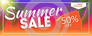 Summer Sale end of Season Banner. Business Discount Card. Vector Illustration