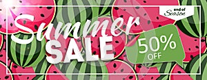 Summer Sale end of Season Banner. Business Discount Card. Vector Illustration