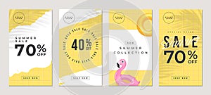 Summer sale flat stories template, for blog and sales, web online shopping banner concept.