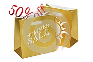Summer Sale Gold Shopping Bags