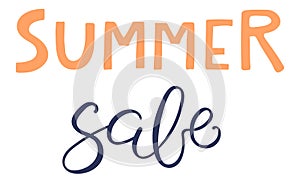 Summer sale handwritten typography, hand lettering quote, text.