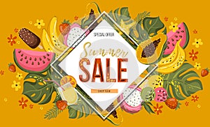 Summer sale horizontal banner. Modern graphic design. vector EPS10