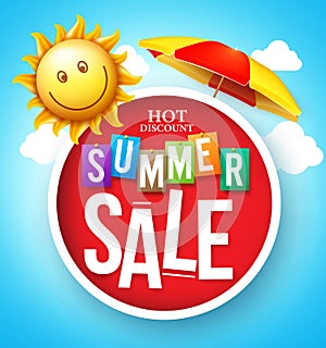 Summer Sale Hot Discount in Red Circle Floating
