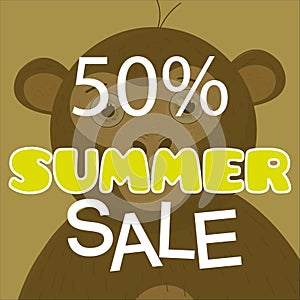 Summer sale poster with monkey vector