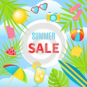 Summer sale poster. Season giveaway.