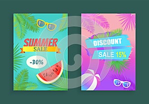 Summer Sale Reduction Set Vector Illustration
