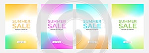 Summer Sale Set. Summertime season commercial backgrounds with bright blurred color gradients.